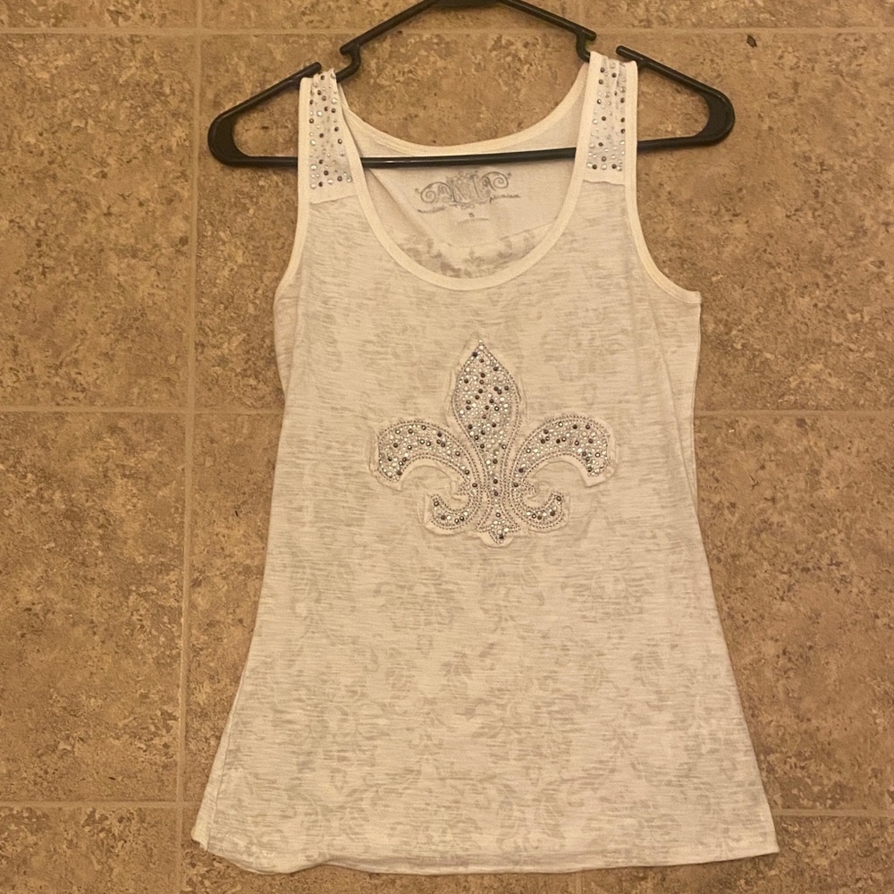White Embellished Tank Top